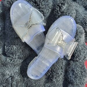 Jessica Simpson Clear Rhinestone Bow Sandals